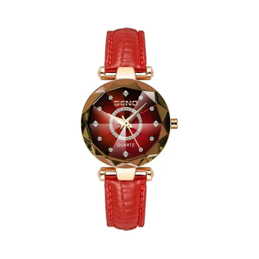 Feminine Diamond Watch with Slim Band and Medium Dial Size