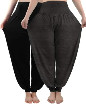 fitglam Women's Harem Pants Yoga Hippie Boho Beach Pants Summer Baggy Joggers Plus Size