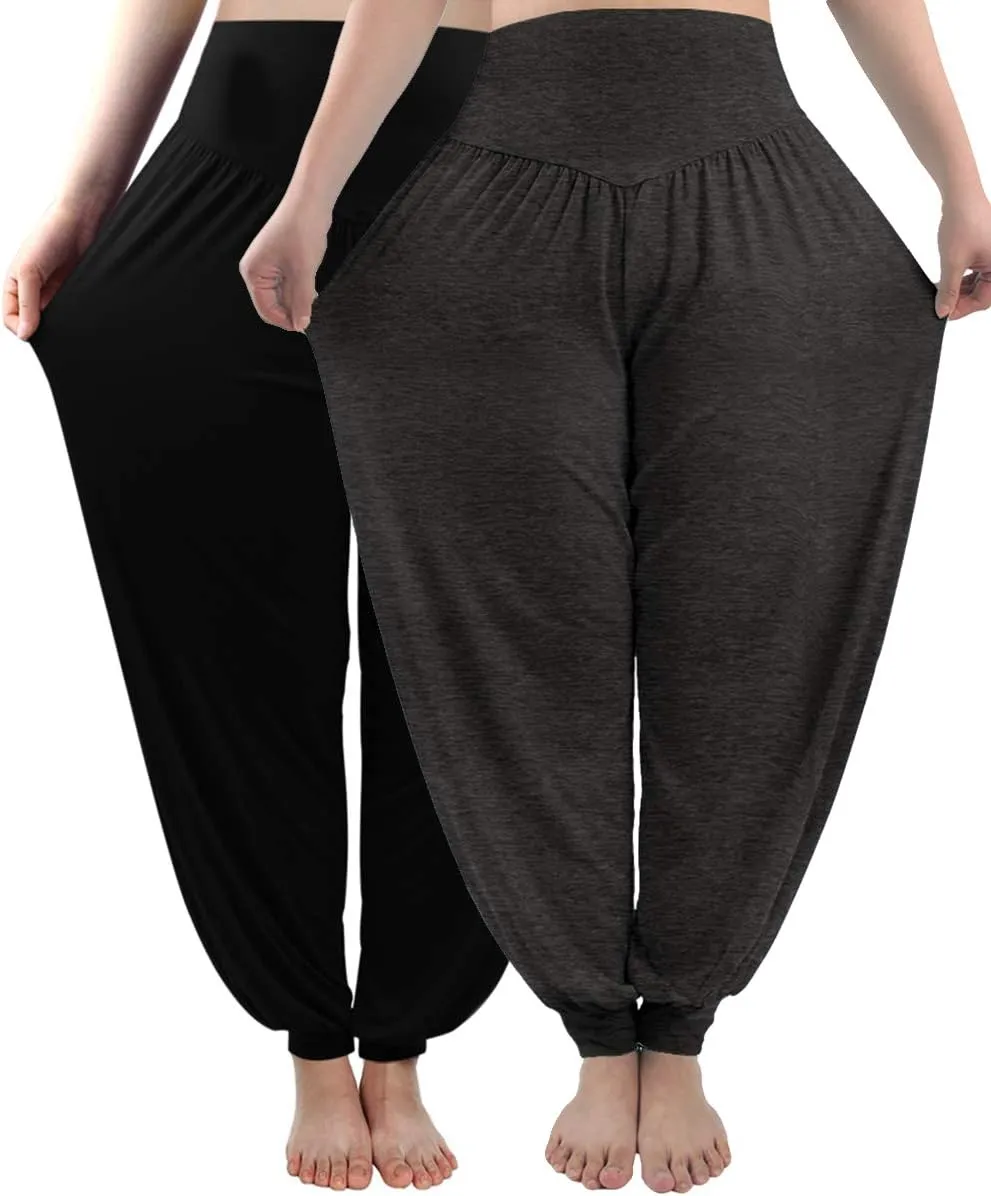 fitglam Women's Harem Pants Yoga Hippie Boho Beach Pants Summer Baggy Joggers Plus Size