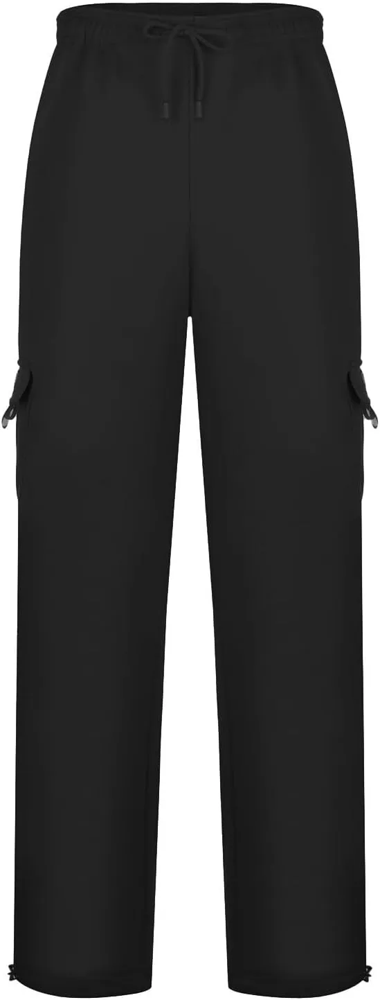Fleece Cargo Pants for Men Casual Solid Plus Size Loose Fit Sweatpants Mens Baggy Stretch Waist Hiking Work Pants