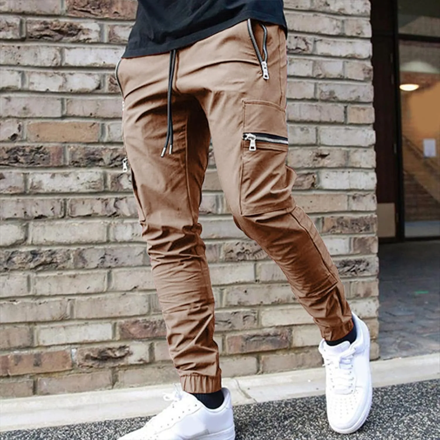 Flowy Pants for Men Casual Fall Pants for Men Men's Slim-Fit Casual Stretch Chino Pant Mens Casual Pants with Pockets