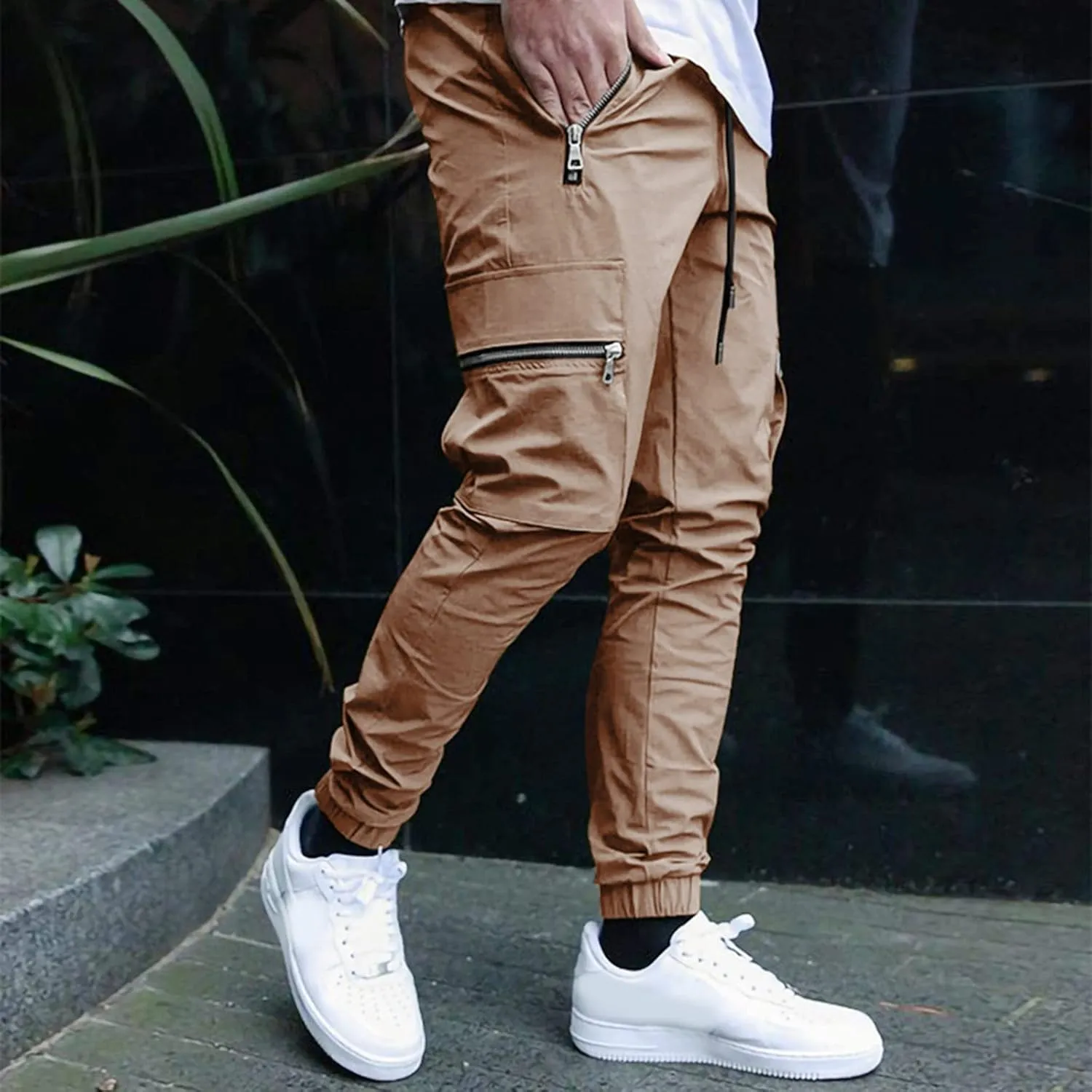Flowy Pants for Men Casual Fall Pants for Men Men's Slim-Fit Casual Stretch Chino Pant Mens Casual Pants with Pockets