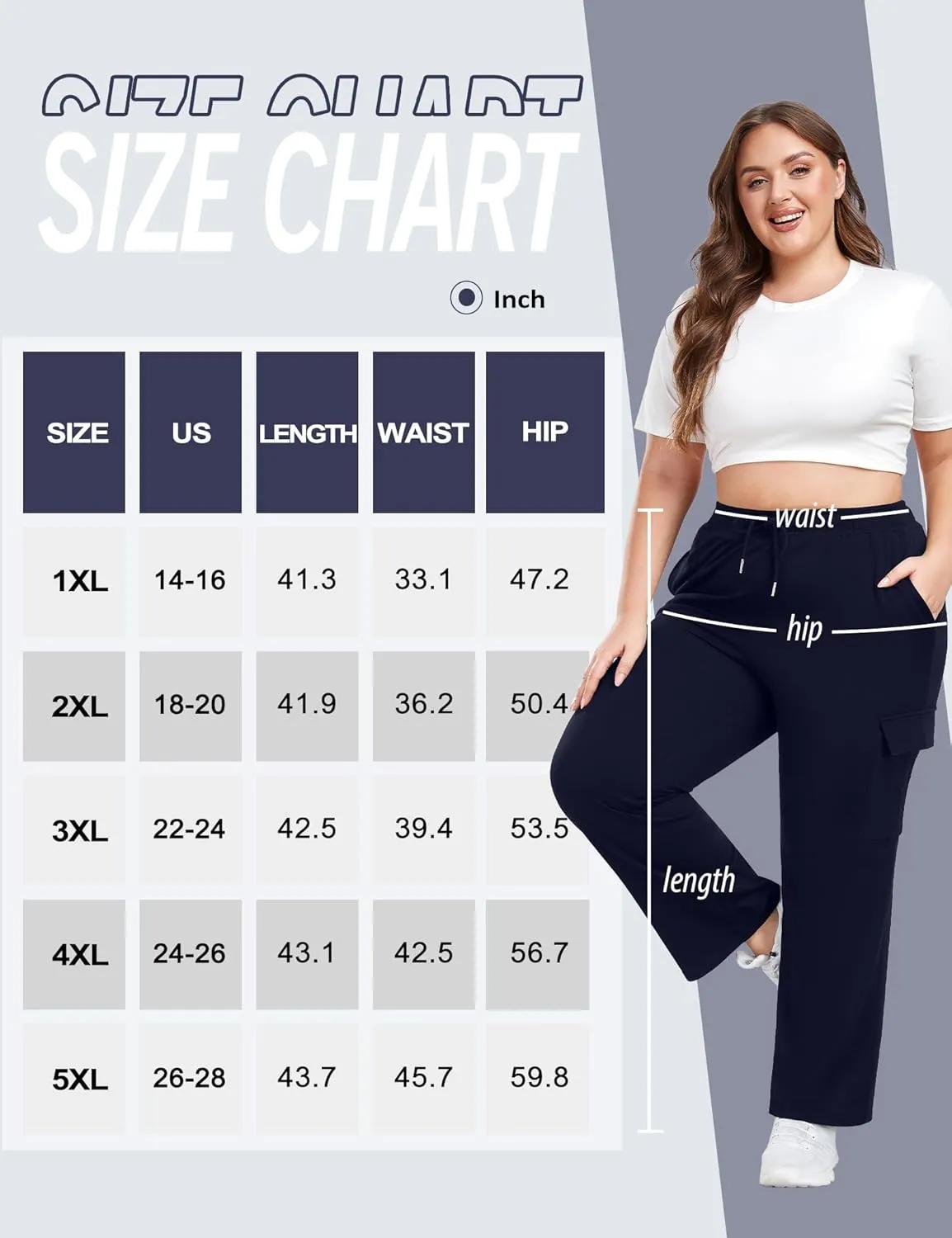 FOREYOND Plus Size Women's Cargo Sweatpants Casual Straight Leg Lounge Pants Drawstring High Waist Joggers with Pockets