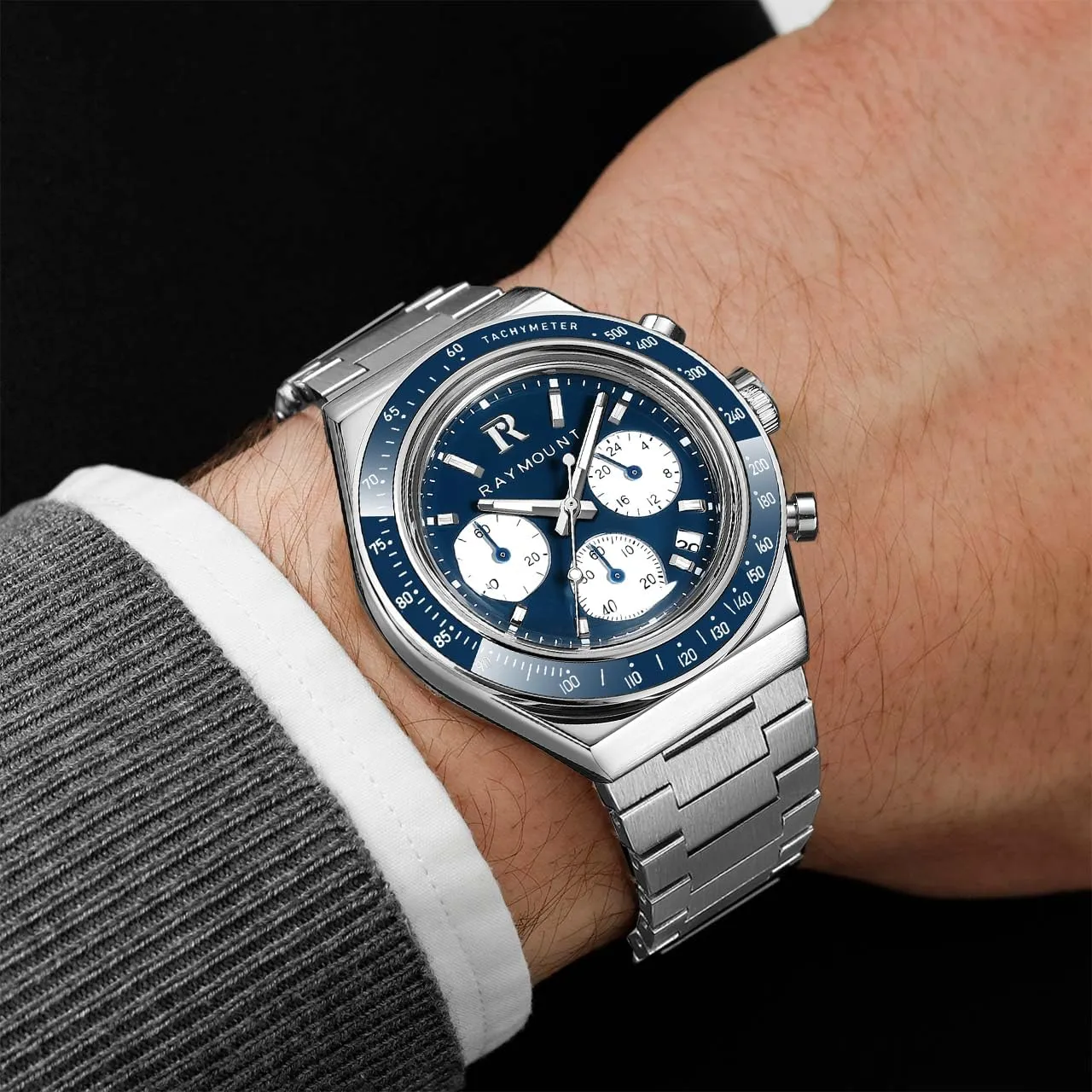 FORSINING Blue Ocean Sport Mens Watches for Business Dress Analog Quartz Waterproof Wrist Watch for Men Multifunction Chronograph Watch for Men with Auto Date