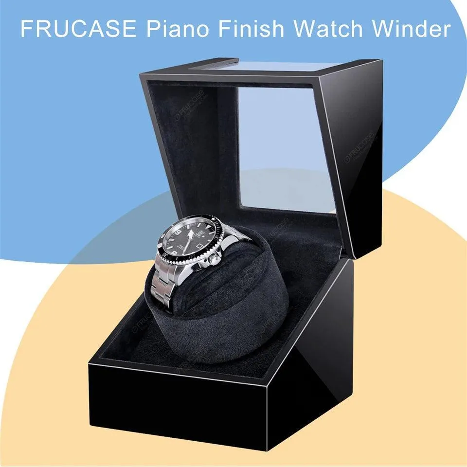 FRUCASE Wooden Watch Winder: Silent Motor, Dual Power - Luxury Timekeeping Solution