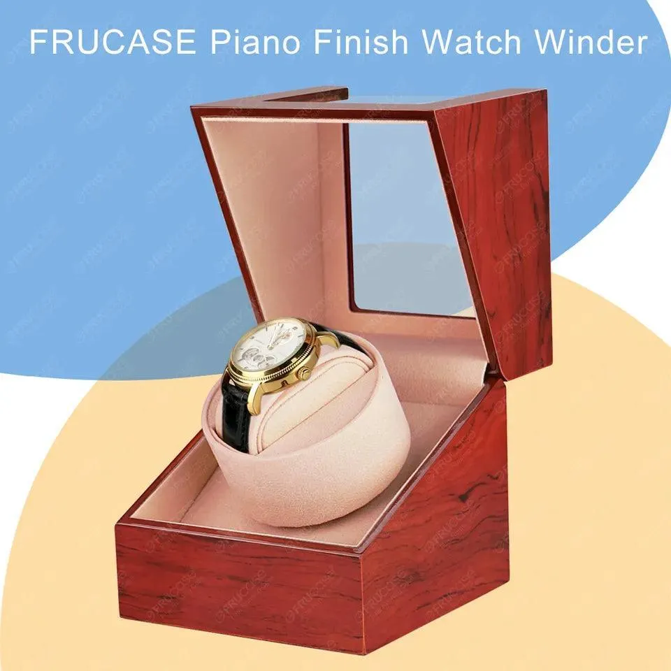 FRUCASE Wooden Watch Winder: Silent Motor, Dual Power - Luxury Timekeeping Solution