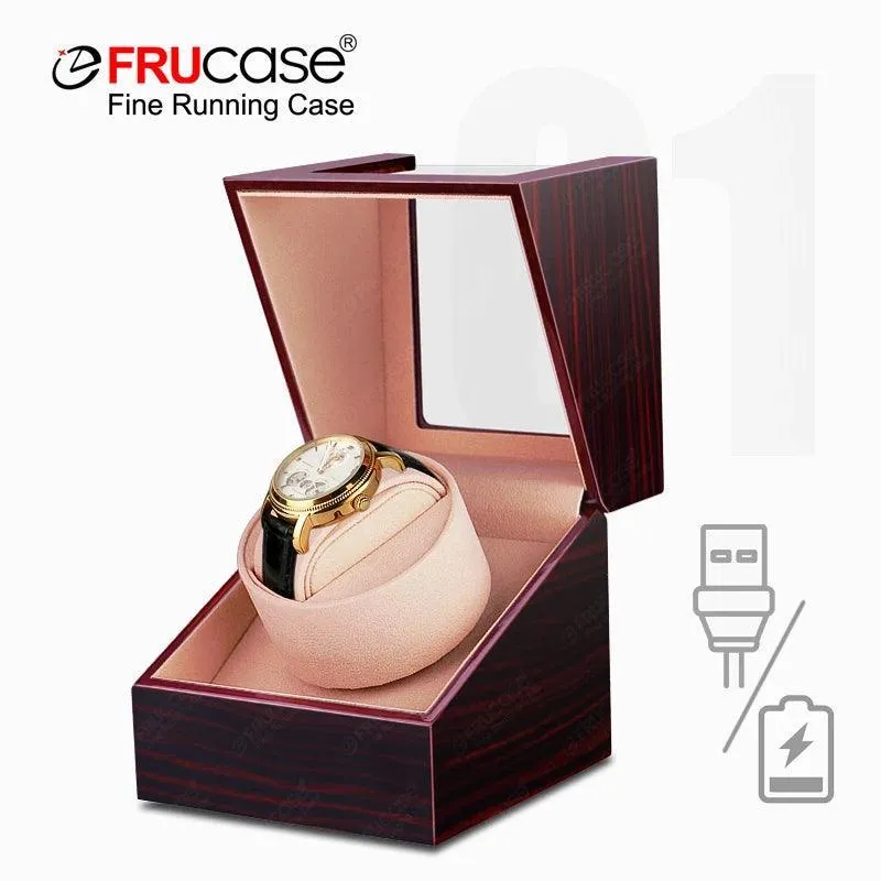 FRUCASE Wooden Watch Winder: Silent Motor, Dual Power - Luxury Timekeeping Solution