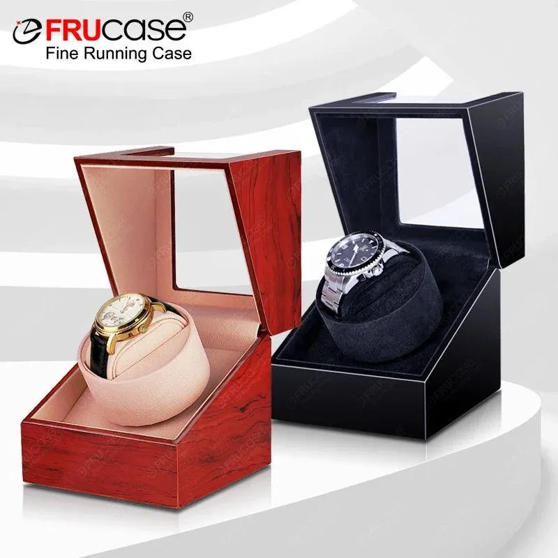 FRUCASE Wooden Watch Winder: Silent Motor, Dual Power - Luxury Timekeeping Solution