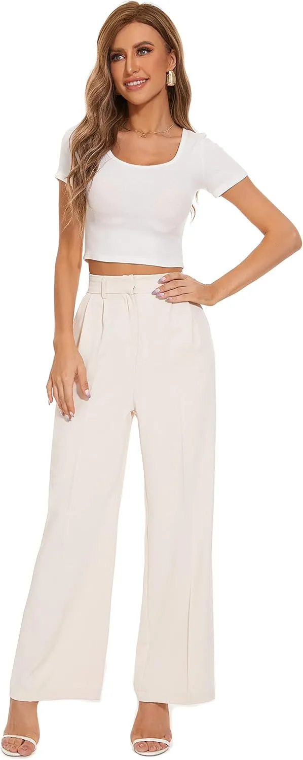 FUNYYZO Dress Pants Women Solid Casual Work Pants Long Trousers Summer