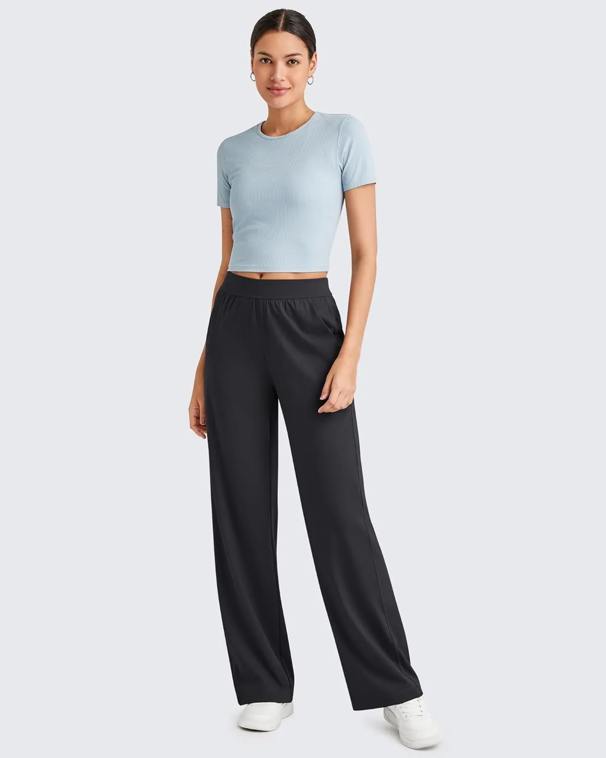 G4Free ShiftReady Women Trousers Yoga Pants with Pockets Wide Leg Stretchy Dress Pant Work Slack Petite/Regular/Tall