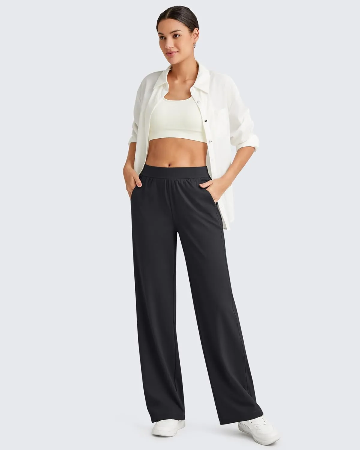 G4Free ShiftReady Women Trousers Yoga Pants with Pockets Wide Leg Stretchy Dress Pant Work Slack Petite/Regular/Tall