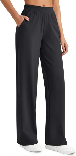 G4Free ShiftReady Women Trousers Yoga Pants with Pockets Wide Leg Stretchy Dress Pant Work Slack Petite/Regular/Tall