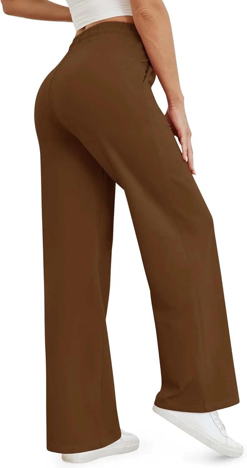 G4Free Wide Leg Yoga Pants for Women Loose Casual Sweatpants Drawstring Stretch Pants with Pockets Petite/Regular/Tall