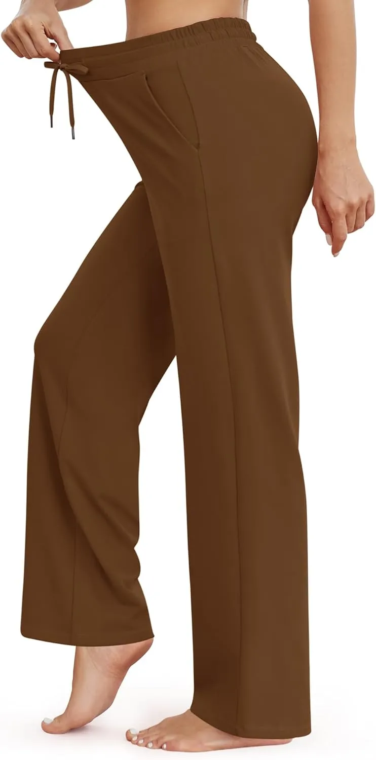 G4Free Wide Leg Yoga Pants for Women Loose Casual Sweatpants Drawstring Stretch Pants with Pockets Petite/Regular/Tall