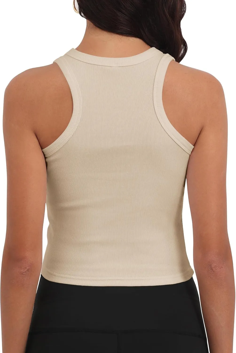 GEMBERA Women Sleeveless Scoop Neck Racerback Ribbed Knit Fitted Teen Basic Crop Tank Top Shirt