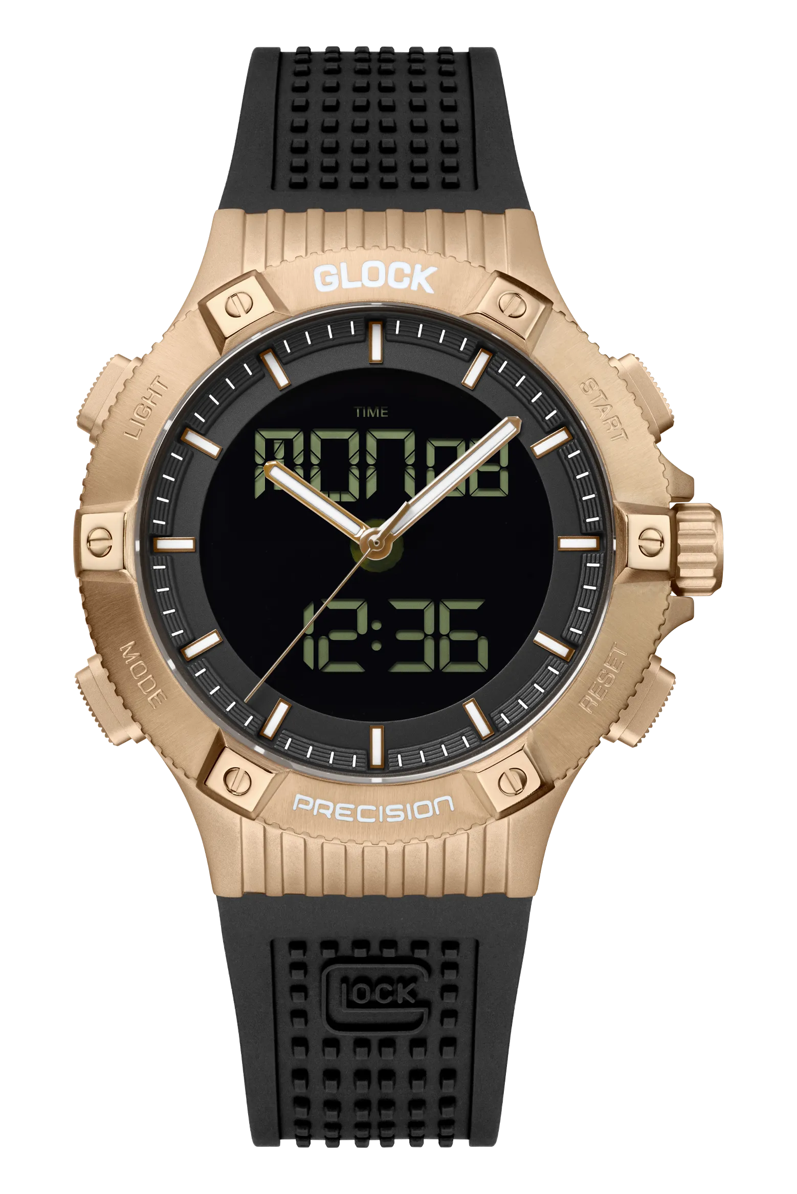 Gents Khaki Steel Glock Watch with Digital Dial