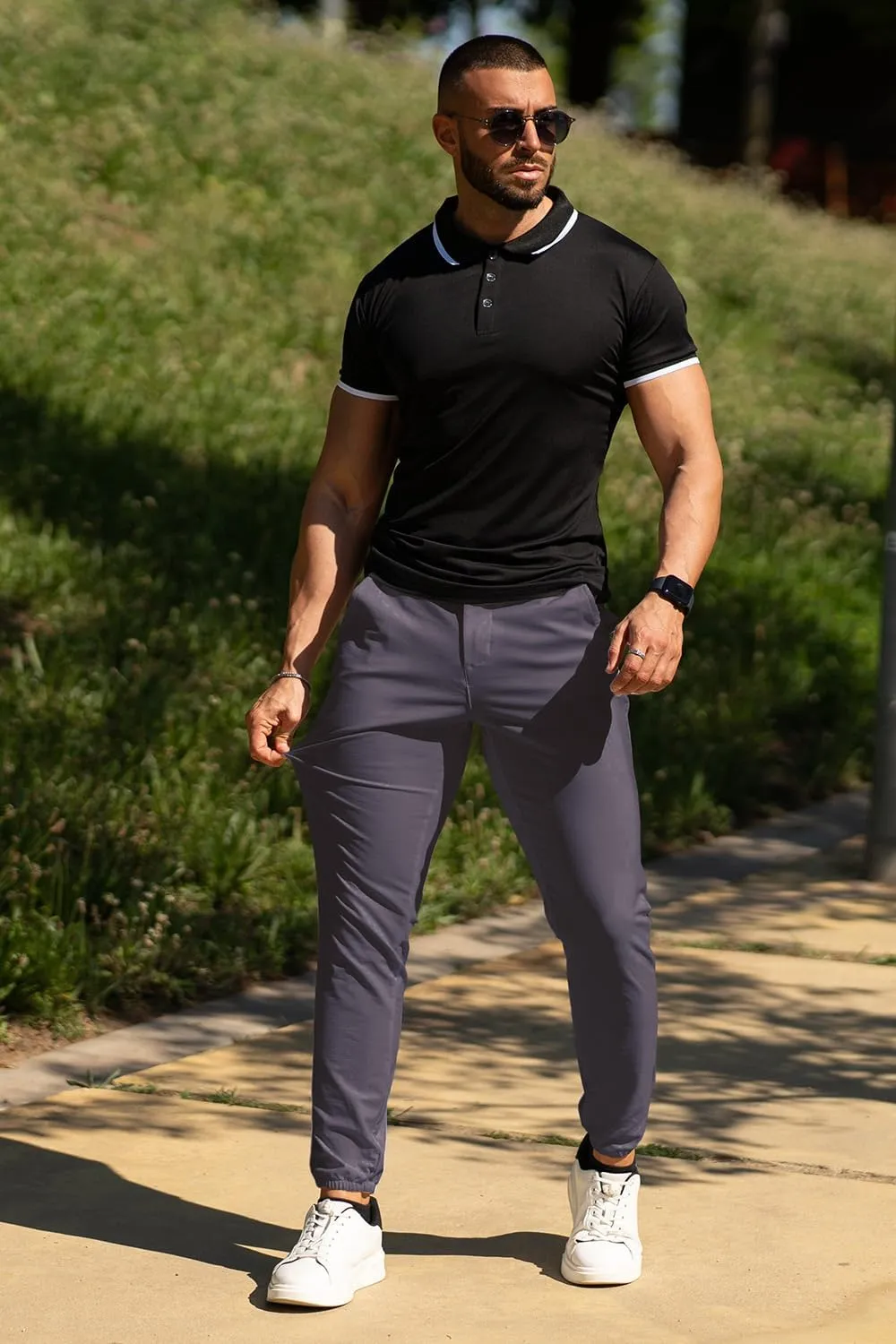 GINGTTO Men's 4-Way Stretch Slim Tapered Fit Golf Joggers - 28" Inseam Nylon