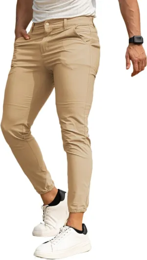 GINGTTO Men's 4-Way Stretch Slim Tapered Fit Golf Joggers - 28" Inseam Nylon