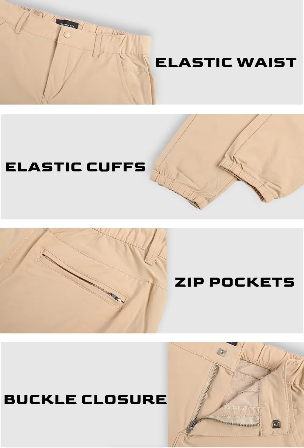 GINGTTO Men's 4-Way Stretch Slim Tapered Fit Golf Joggers - 28" Inseam Nylon