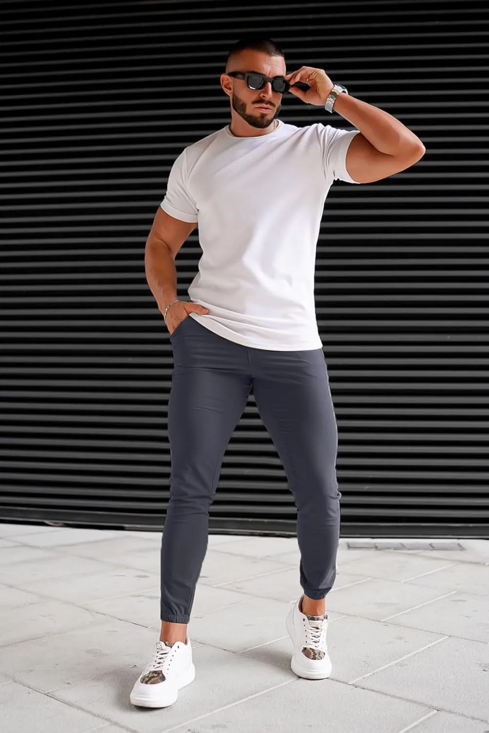 GINGTTO Men's 4-Way Stretch Slim Tapered Fit Golf Joggers - 28" Inseam Nylon
