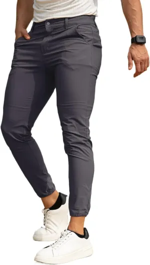 GINGTTO Men's 4-Way Stretch Slim Tapered Fit Golf Joggers - 28" Inseam Nylon