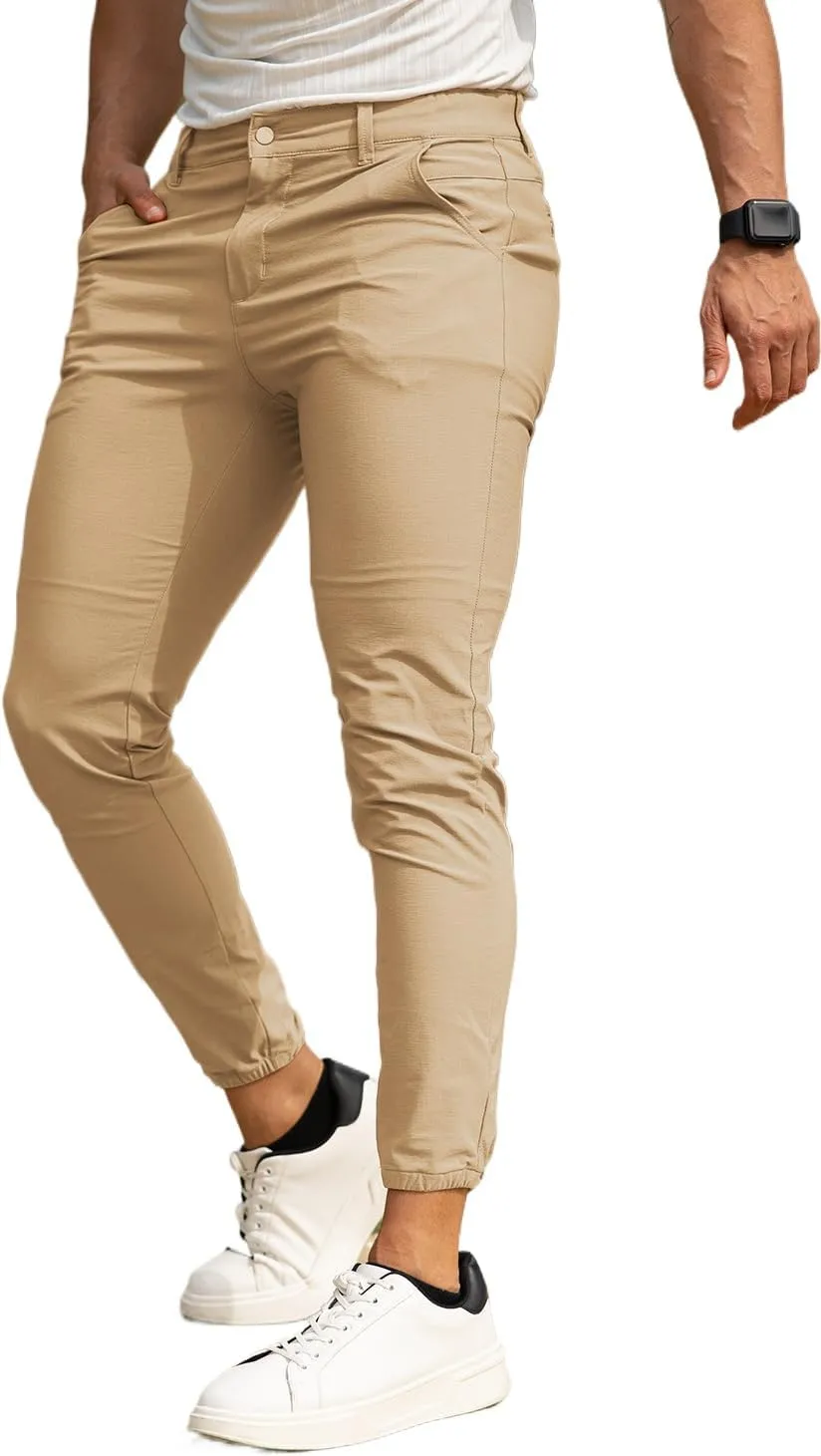GINGTTO Men's 4-Way Stretch Slim Tapered Fit Golf Joggers - 28" Inseam Nylon