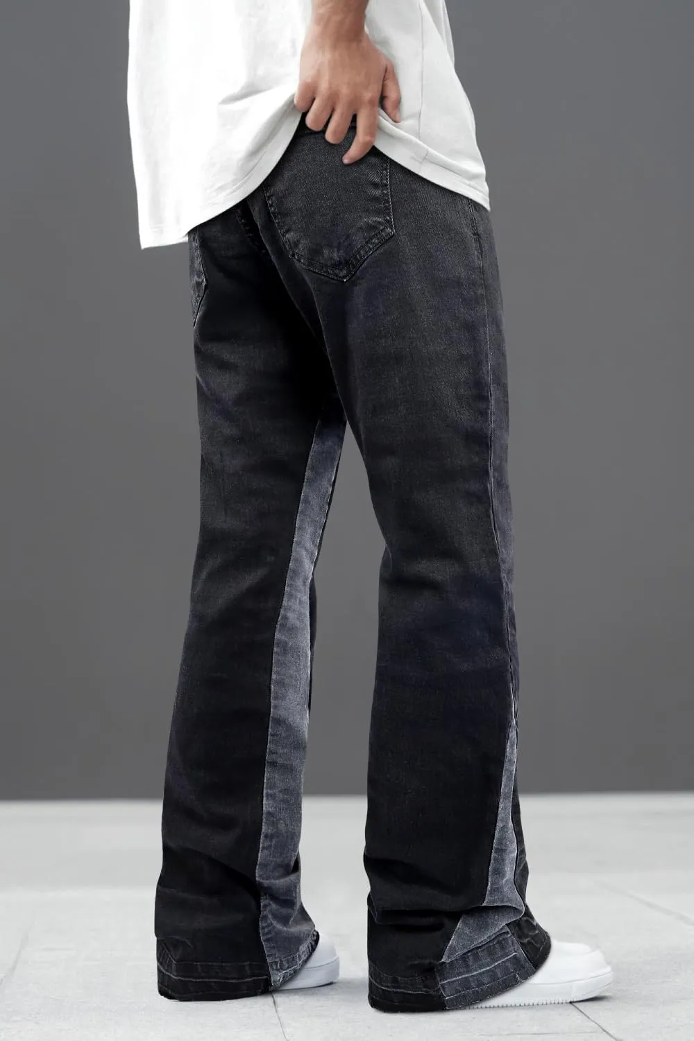 GINGTTO Men's Slim Fit Jeans Flared Stacked Denim Pants Hip Hop Streetwear