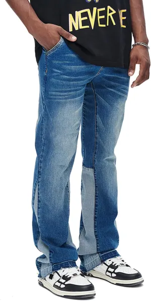 GINGTTO Men's Slim Fit Jeans Flared Stacked Denim Pants Hip Hop Streetwear