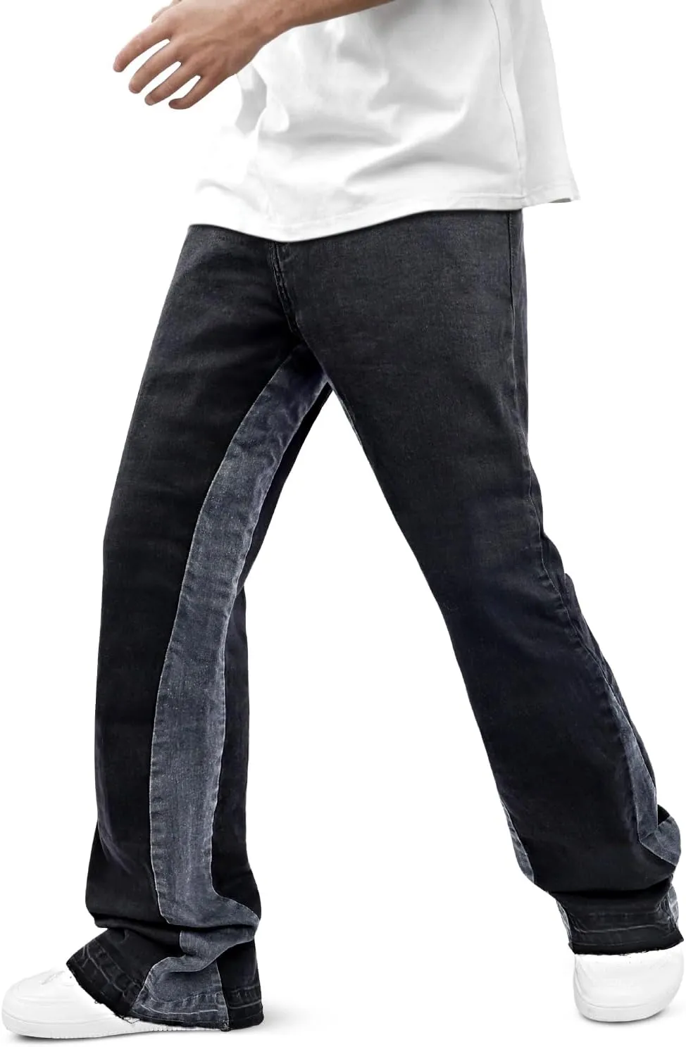 GINGTTO Men's Slim Fit Jeans Flared Stacked Denim Pants Hip Hop Streetwear