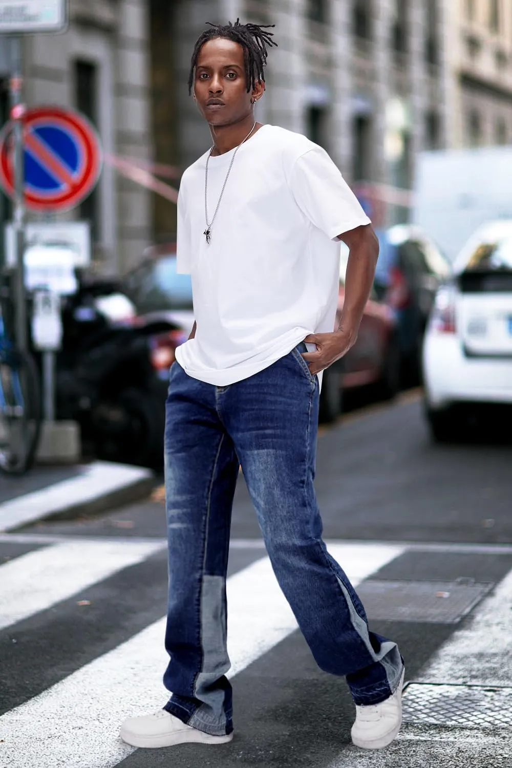 GINGTTO Men's Slim Fit Jeans Flared Stacked Denim Pants Hip Hop Streetwear