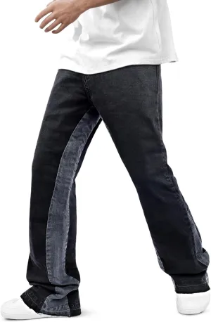 GINGTTO Men's Slim Fit Jeans Flared Stacked Denim Pants Hip Hop Streetwear