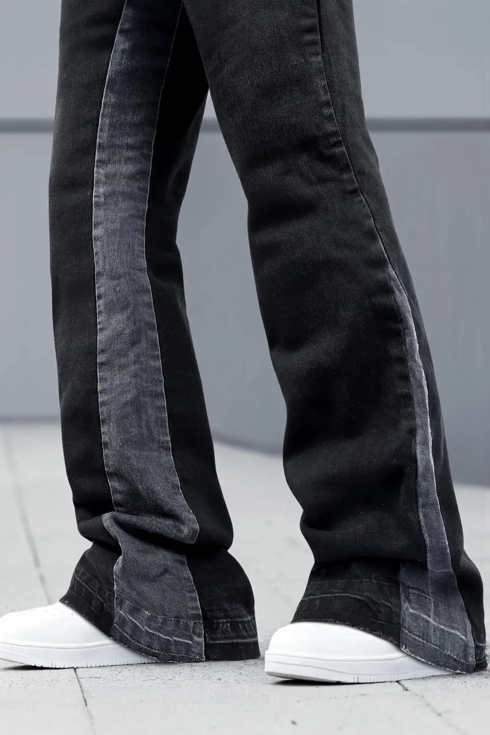 GINGTTO Men's Slim Fit Jeans Flared Stacked Denim Pants Hip Hop Streetwear
