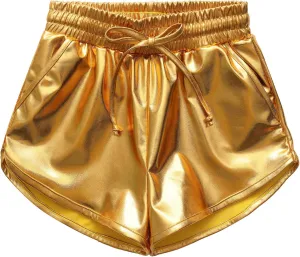 Girls Metallic Shorts Sparkle Hot Pants Shiny Dance Outfits Atletic Short Pants