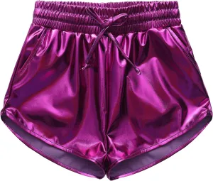 Girls Metallic Shorts Sparkle Hot Pants Shiny Dance Outfits Atletic Short Pants