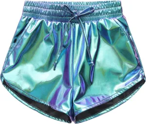Girls Metallic Shorts Sparkle Hot Pants Shiny Dance Outfits Atletic Short Pants