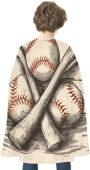 Hand Drawn Baseball Bats And Ball Halloween Cloak Reversible Vampire Cape Lightweight And Comfortable Witch Cape Cloak Halloween Cosplay Costumes for Women Men