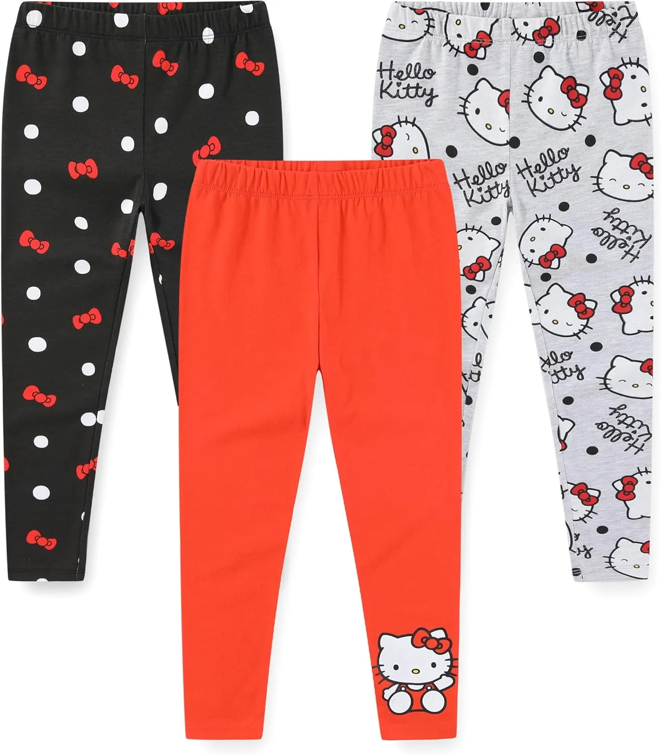 Hello Kitty Sanrio Girls 3 Pack Legging Pants for Little Kids to Big Kids