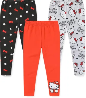 Hello Kitty Sanrio Girls 3 Pack Legging Pants for Little Kids to Big Kids