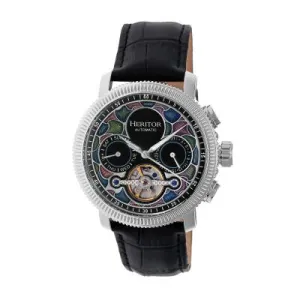Heritor Automatic Aura Men's Semi-Skeleton Leather-Band Watch