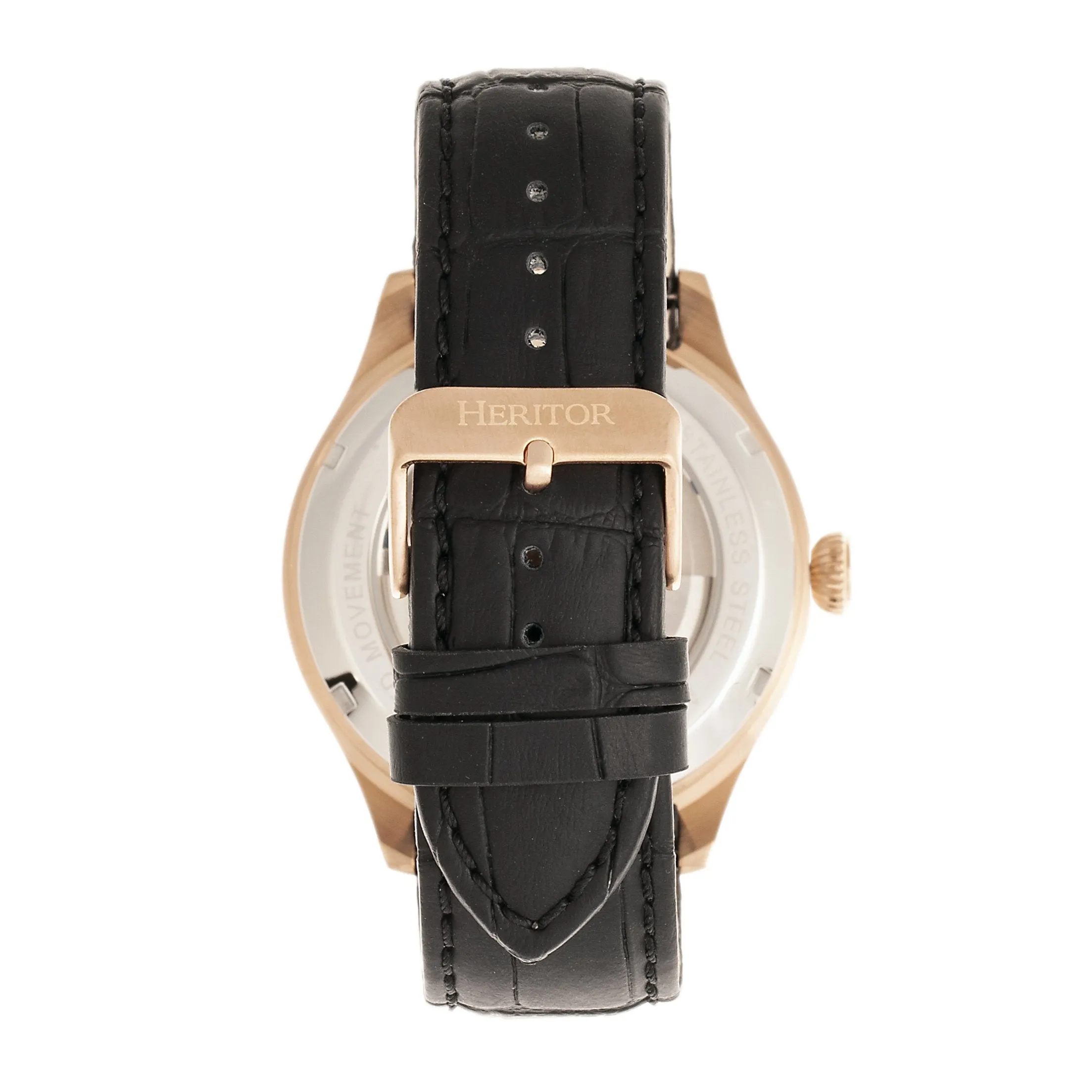 Heritor Automatic Gregory Semi-Skeleton Leather-Band Watch