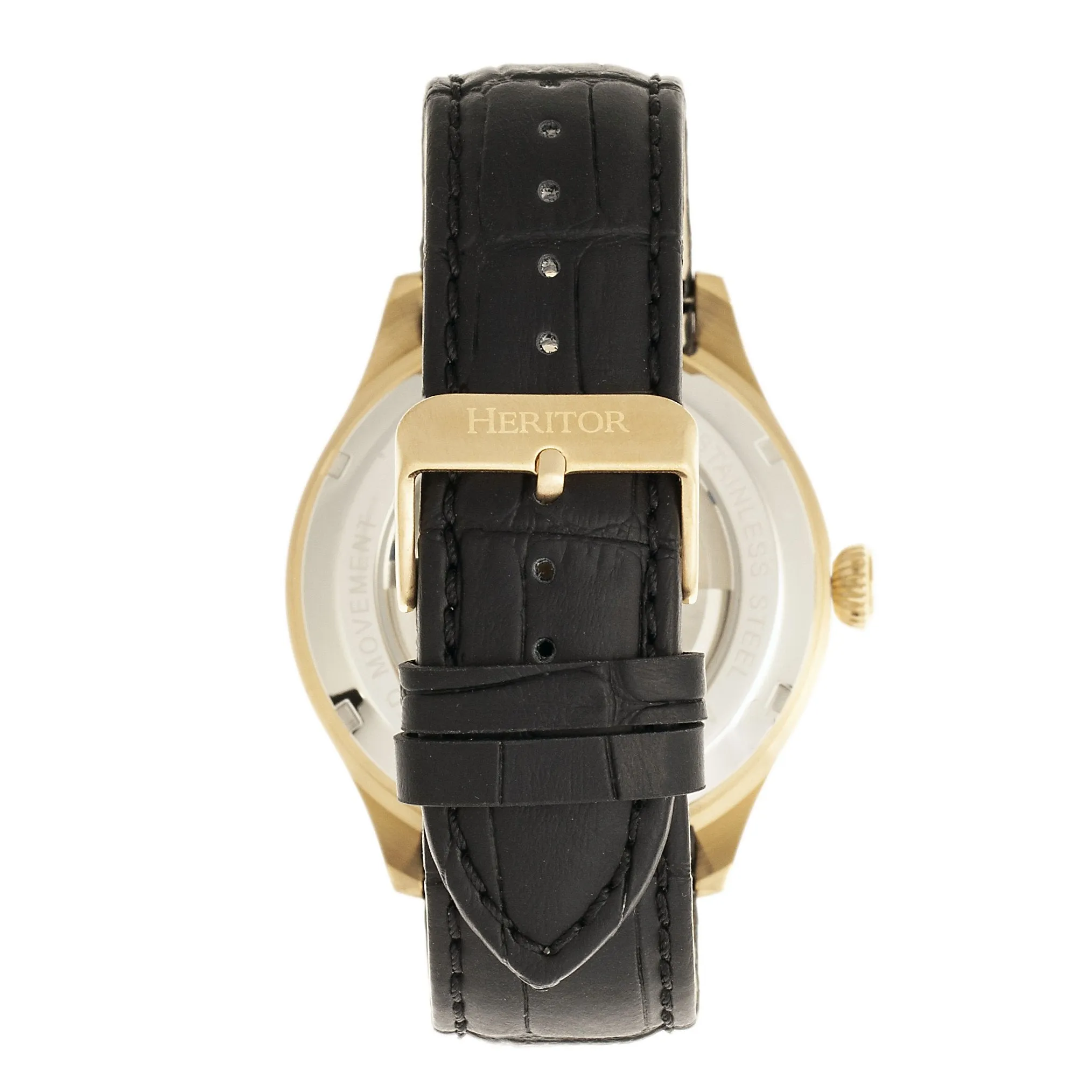 Heritor Automatic Gregory Semi-Skeleton Leather-Band Watch