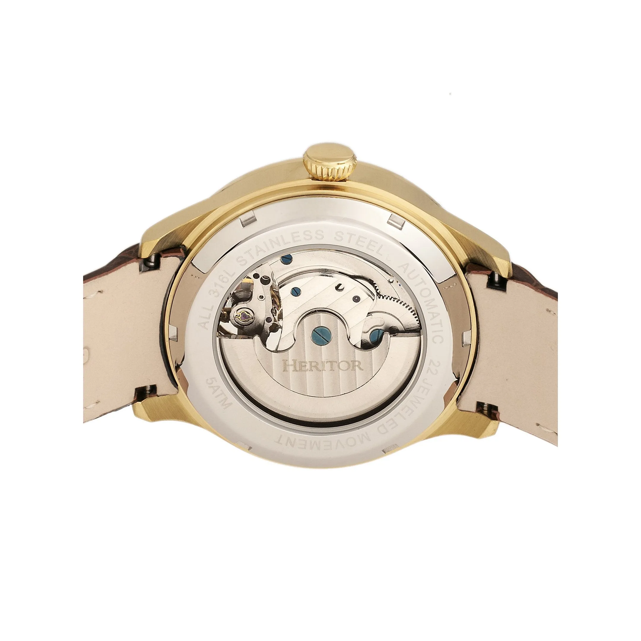 Heritor Automatic Gregory Semi-Skeleton Leather-Band Watch