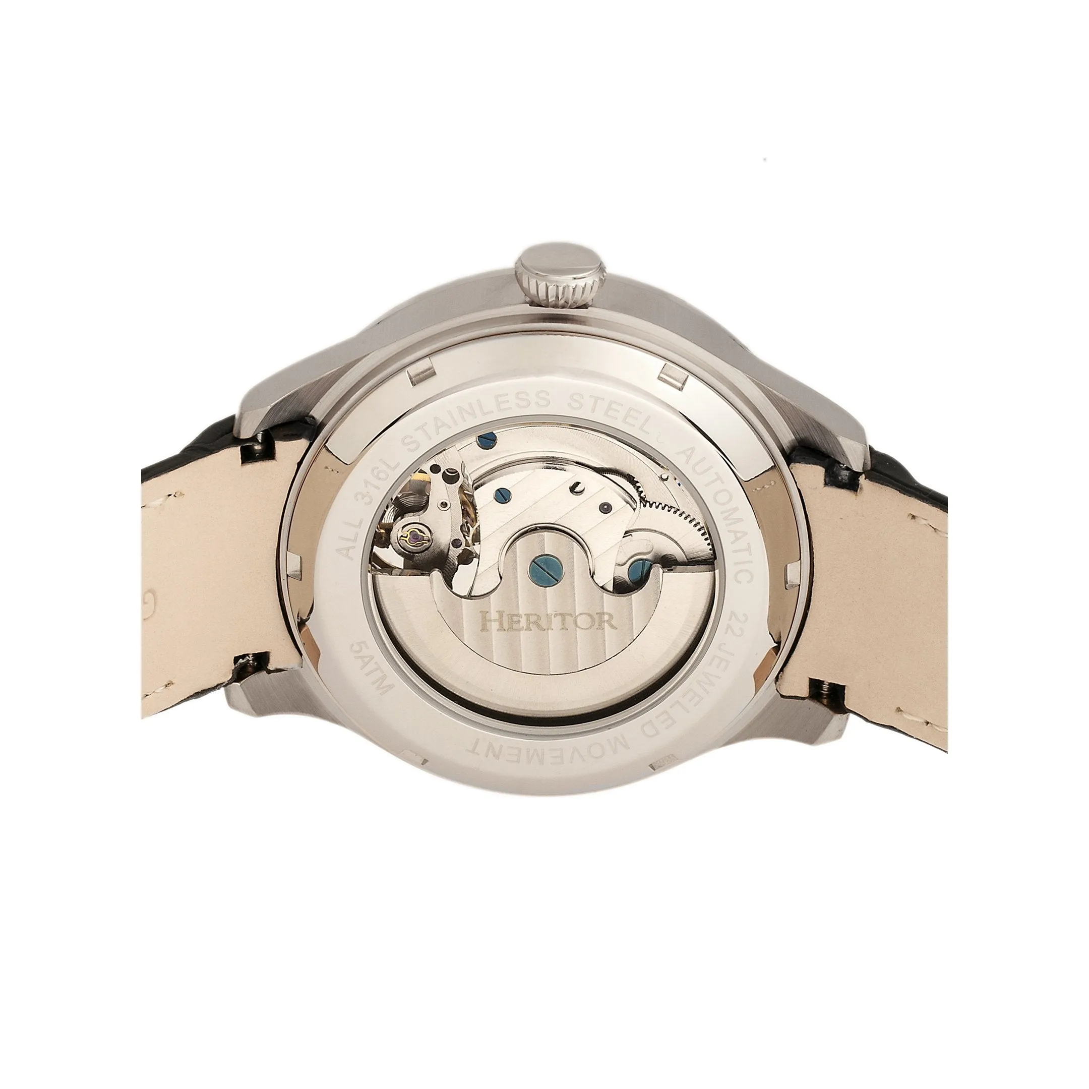 Heritor Automatic Gregory Semi-Skeleton Leather-Band Watch