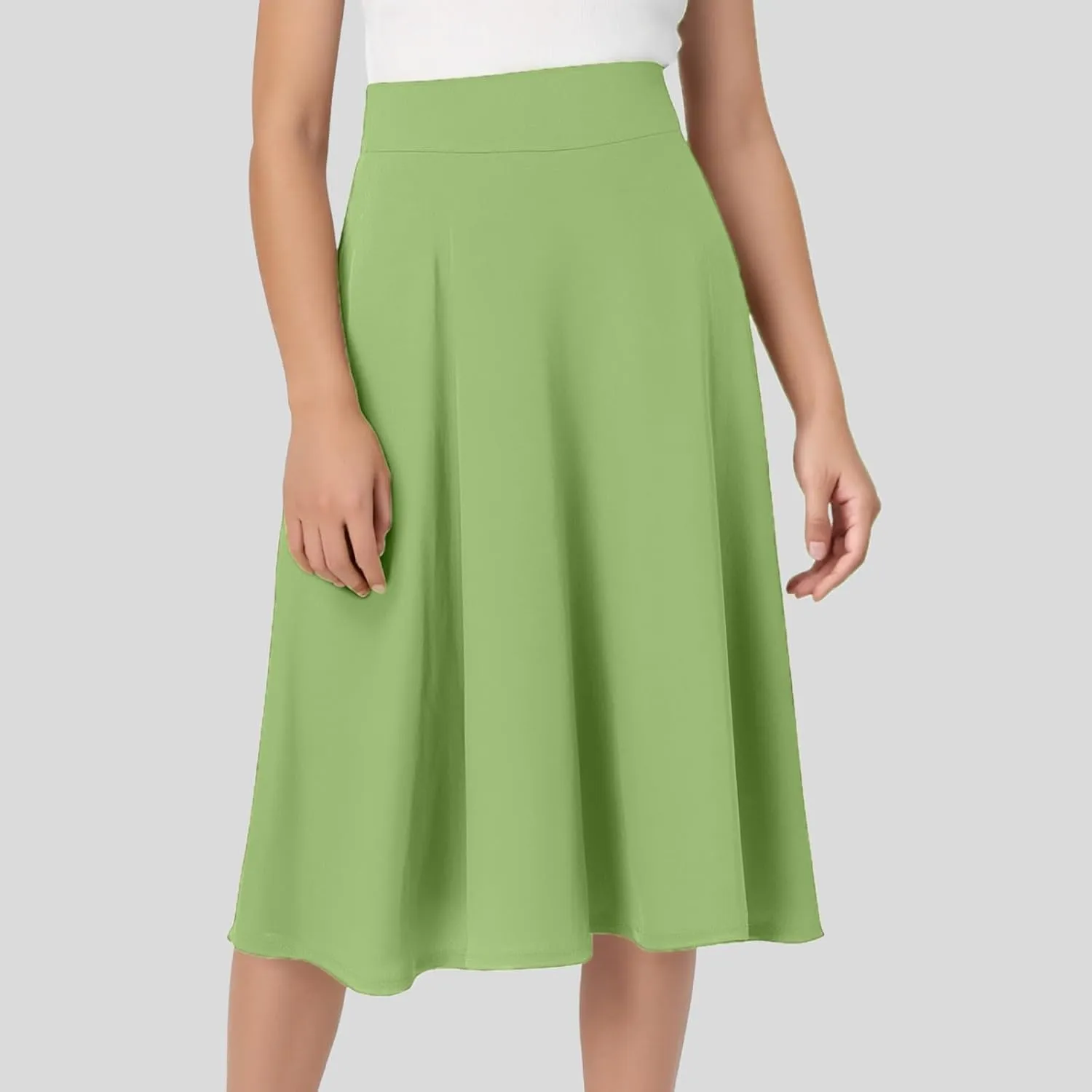 High Waisted Skirts for Women Elastic Waisted Baggy Flowy Casual Skirt Stretchy Soft Comfortable Solid Color Skorts
