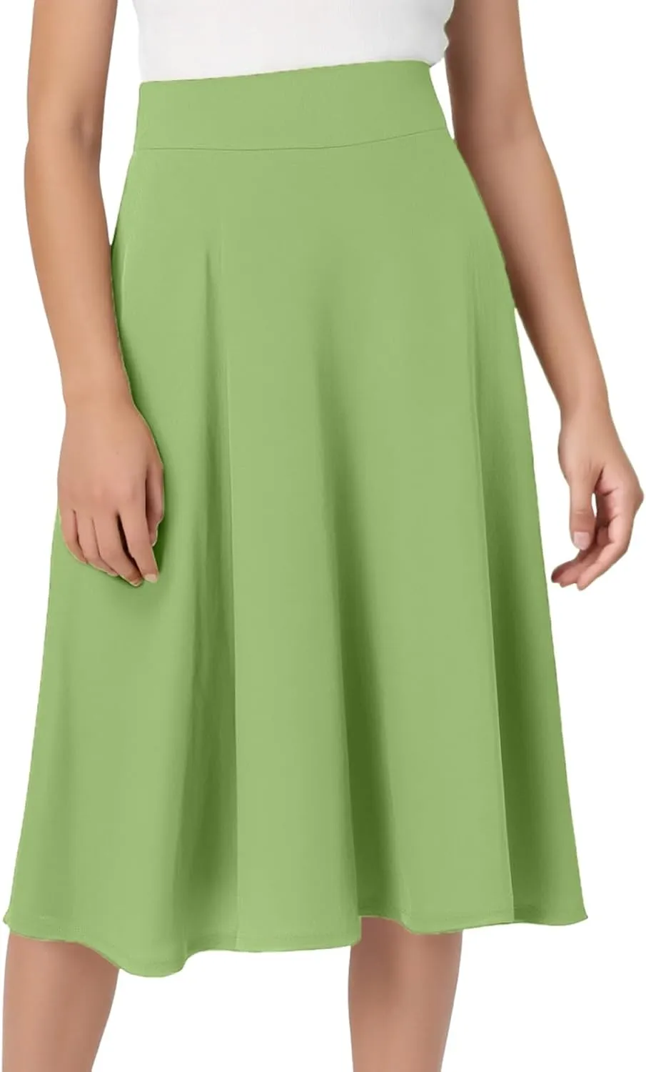 High Waisted Skirts for Women Elastic Waisted Baggy Flowy Casual Skirt Stretchy Soft Comfortable Solid Color Skorts