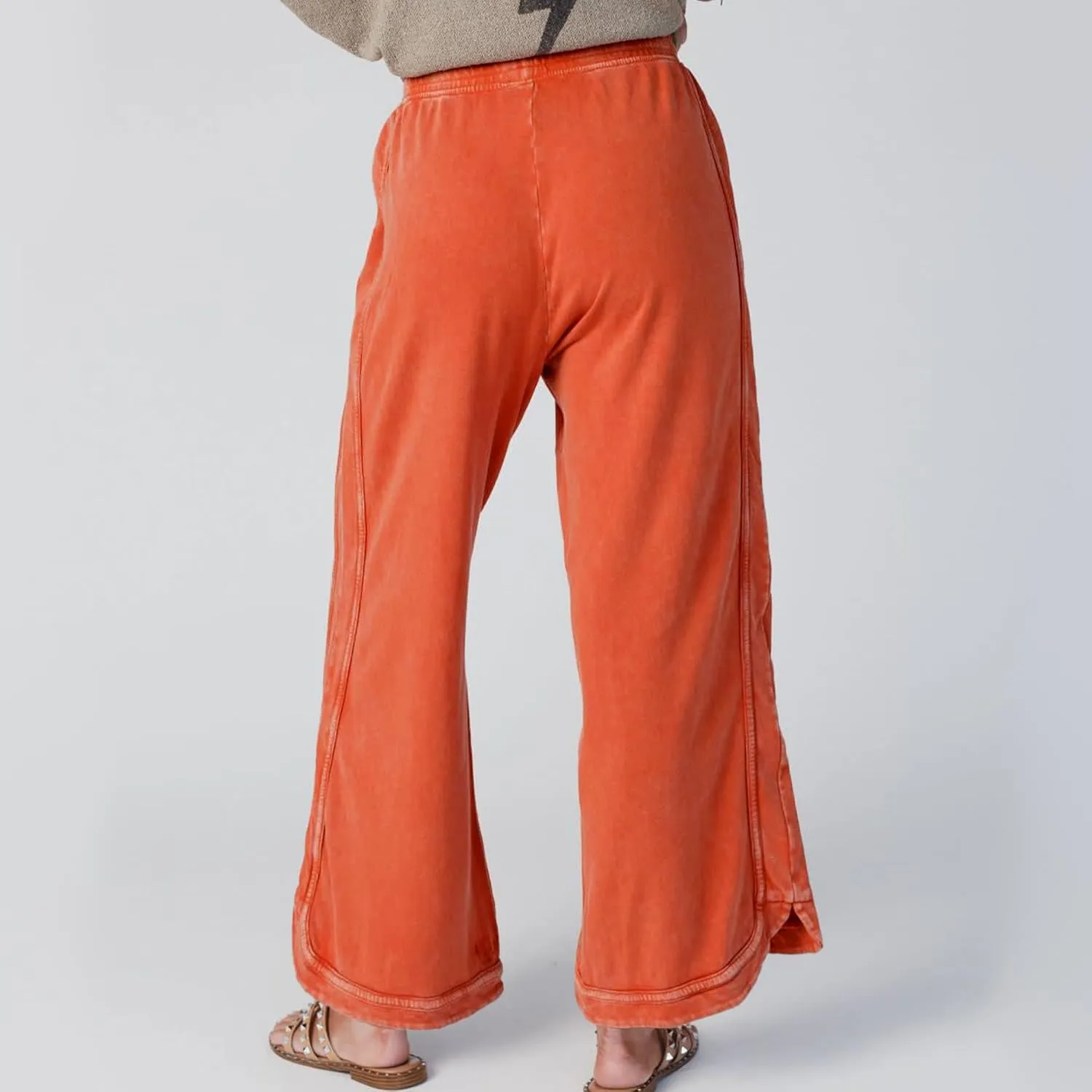 Hixiaohe Women's Casual Wide Leg Sweatpants High Waist Baggy Acid Wash Pants Drawstring Athletic Palazzo Pants with Pockets