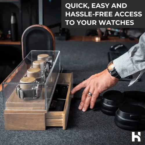 Holme & Hadfield Watch Holder Fathers Day Gift Premium Wooden Organizer for Men