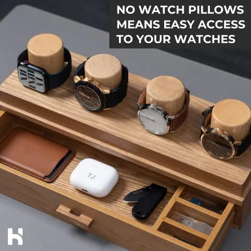 Holme & Hadfield Watch Holder Fathers Day Gift Premium Wooden Organizer for Men