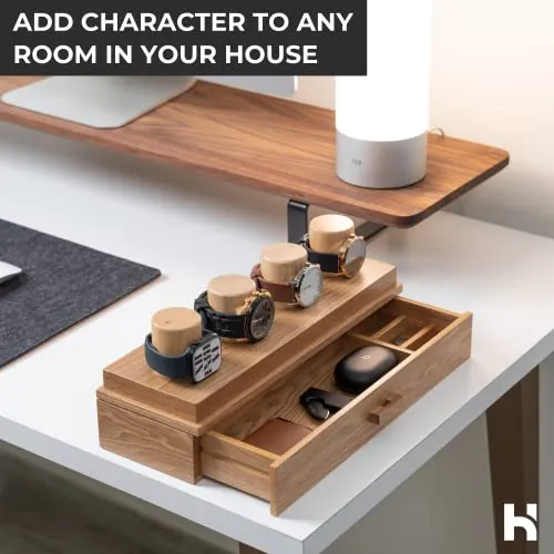 Holme & Hadfield Watch Holder Fathers Day Gift Premium Wooden Organizer for Men