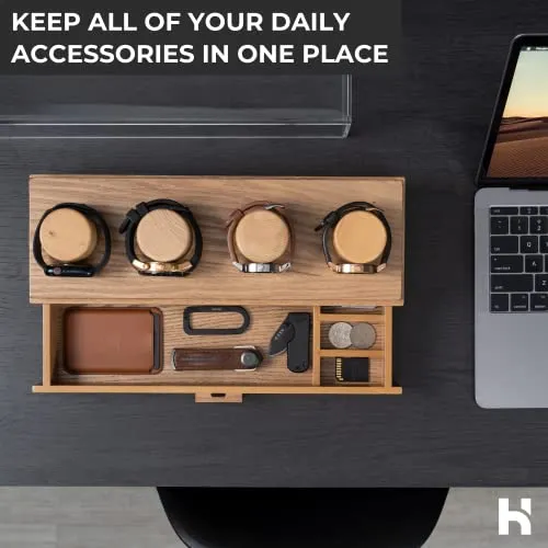 Holme & Hadfield Watch Holder Fathers Day Gift Premium Wooden Organizer for Men